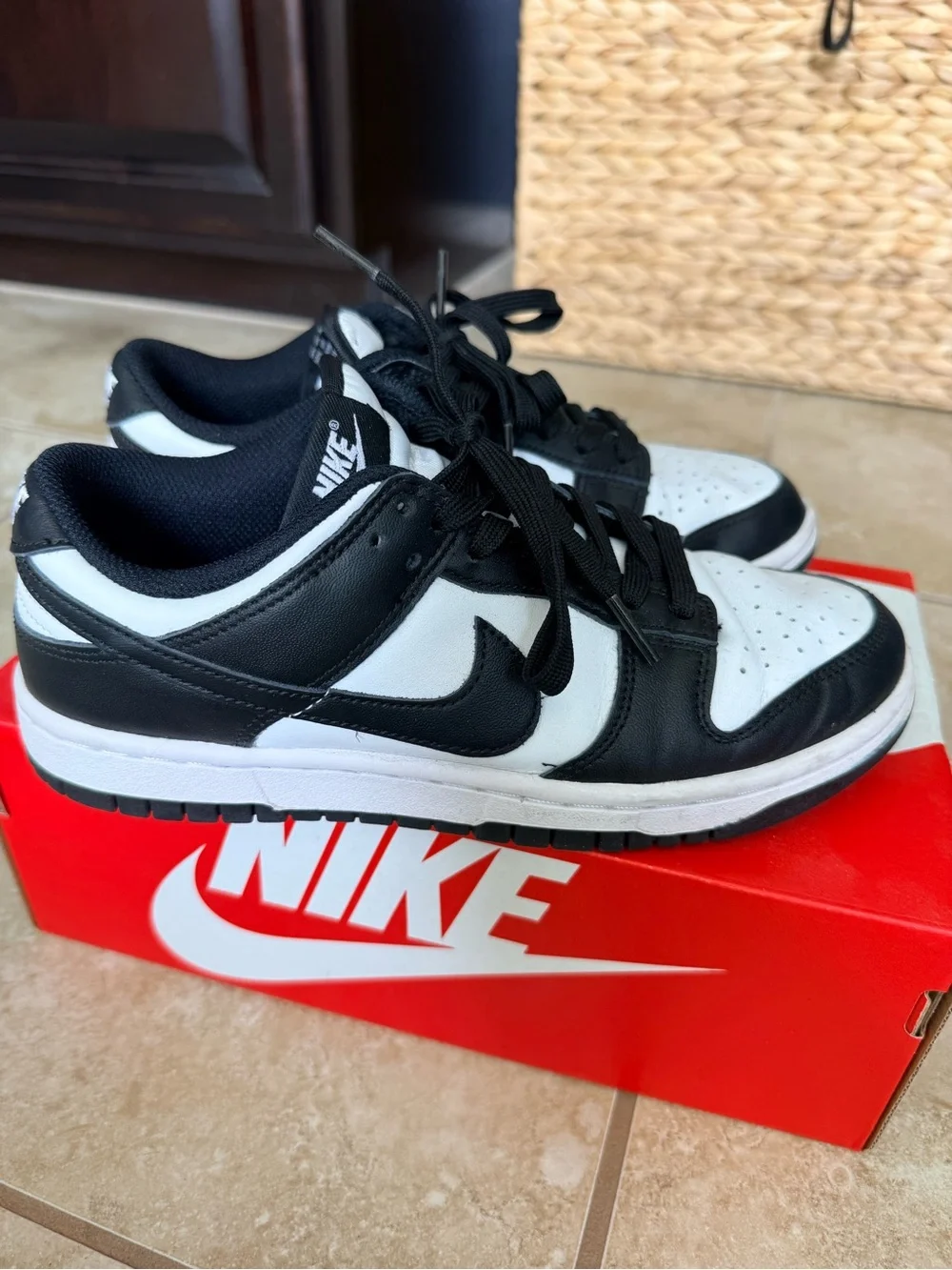 Nike Black and White Low-Top Dunk Sneakers